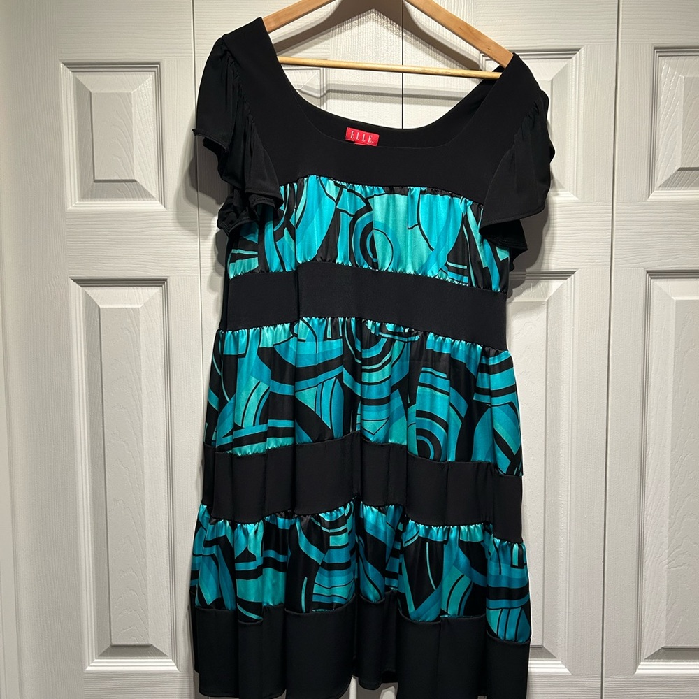 Elle Turquoise and Black Mini Dress